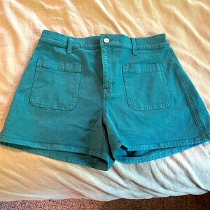 Madewell teal high rise denim shorts - NWT